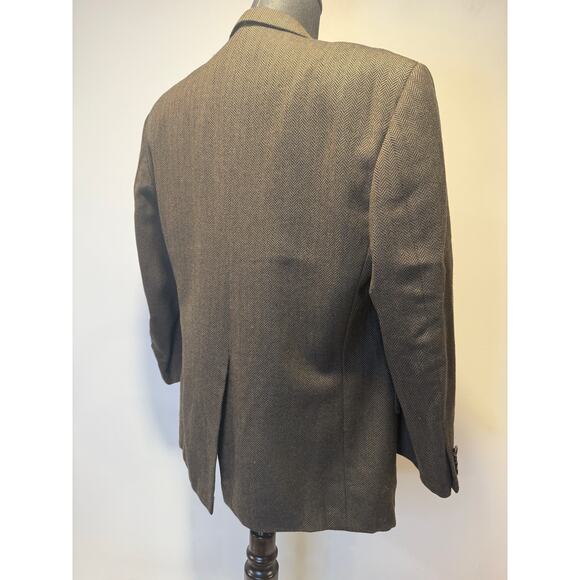 Oxxford Clothes Men's Cashmere Suit Jacket Sport Coat Brown Herringbone Sz 43 JL - Picture 6 of 16